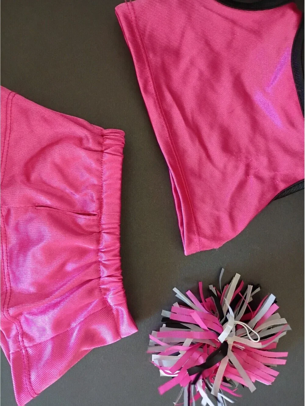 RARE Build A Bear Pink Cheerleader Kalahari Resorts Top Skirt Pom Pom Outfit Set